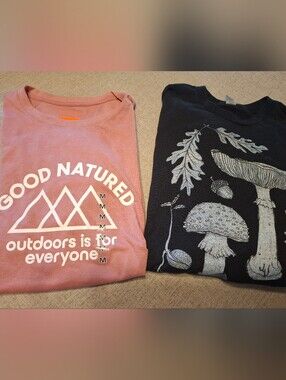 Nature Inspired Shirts PINK Short Sleeve, Mushroom Long Sleeve Size Medium